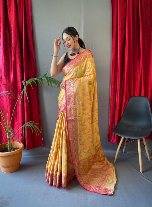 PURE COTTON LINEN SAREE WITH  COPPER AND ROSE  GOLD ZARI