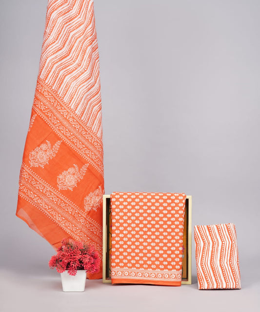 HAND PRINTED COTTON SUIT AND COTTON DUPATTA