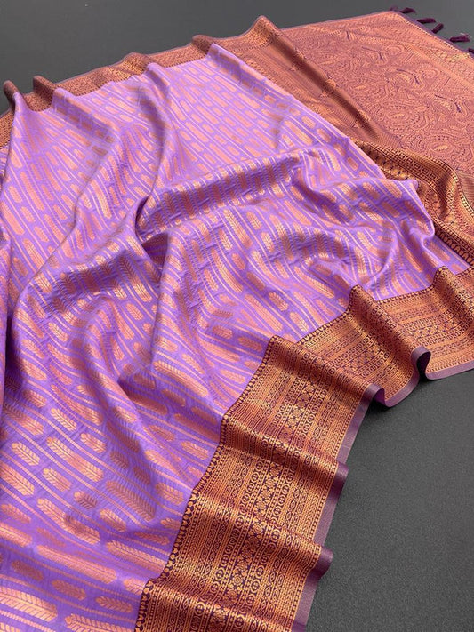 Purple Coloured Kubera Pattu with Rich Pallu Women Festival/Party wear Designer Kanjivaram Silk Saree with Blouse!!