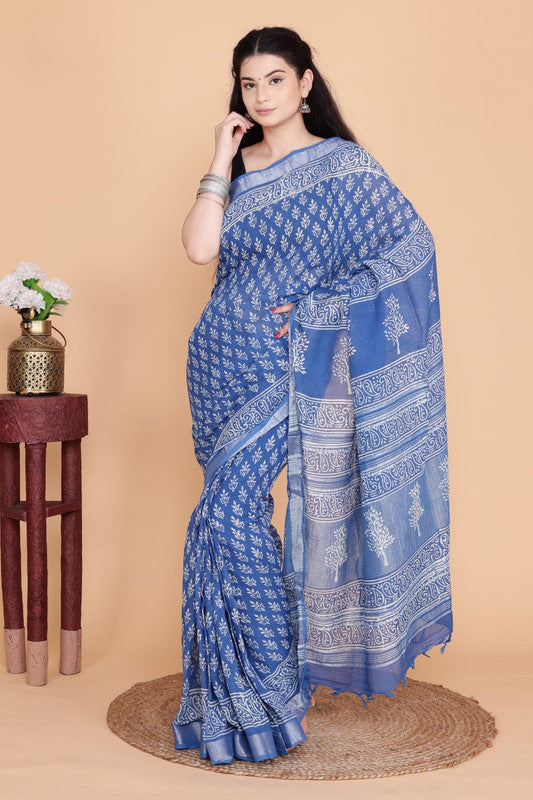 Beautiful Designer Linen  Saree