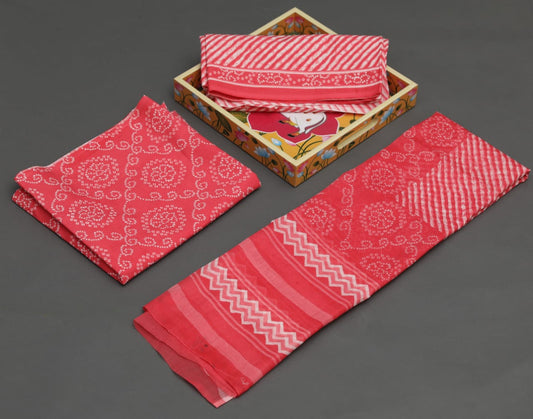 Exclusive Hand Printed Cotton Suits With Cotton Salwar & Mul Cotton Dupatta!!