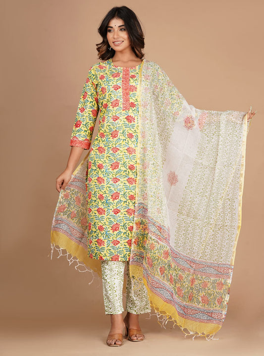 Exclusive Cotton Kurti with Bottom and Dupatta!!