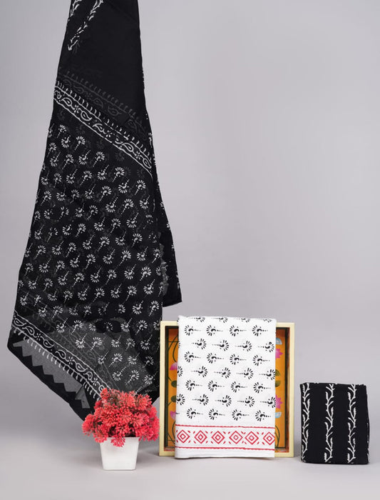 HAND BLOCK PRINTED ORGANDIE DUPATTA SUIT