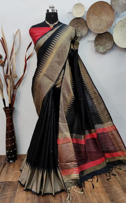 Raw silk weaving saree with Temple woven border!!