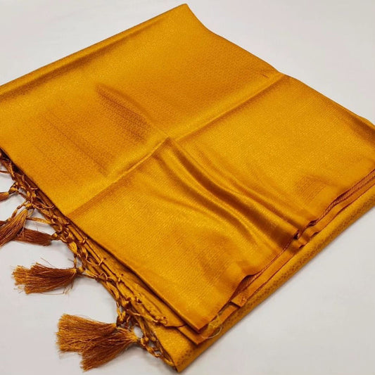 Mustard Yellow Coloured Soft Silk Jacquard work with Beautiful Rich Pallu Women Party/Daily wear Designer Kubera Pattu Saree with Blouse!!