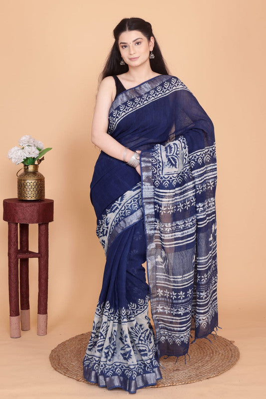 Beautiful Designer Linen  Saree