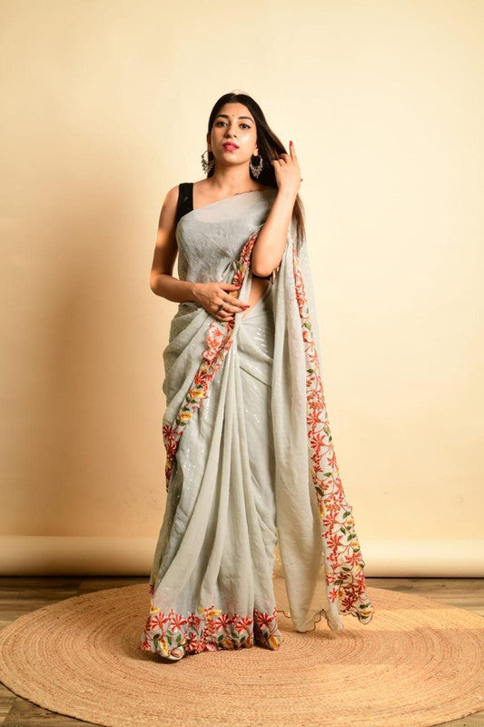 Wedding & Party wear Pure Georgette silk  Saree with sequence work!!
