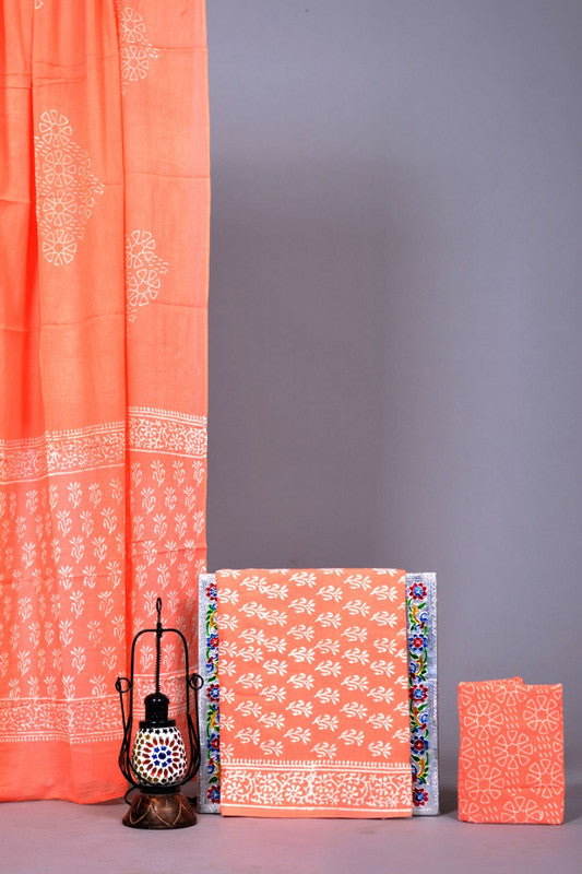 Exclusive Hand Printed Cotton Suits With Cotton Salwar & Mul Cotton Dupatta!!