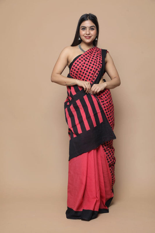 NEW HAND PRINTED MUL COTTON SAREE