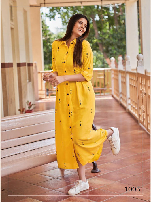 Rayon Gown Kurtis with Digital Print-Roys4394