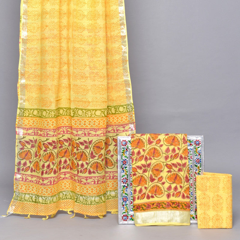 EXCLUSIVE  LINEN HAND PRINTED SUIT DUPPATA!!