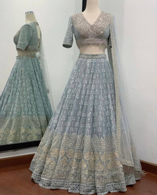 Georgette Lehenga with Embroidery Sequence & Thread work!!