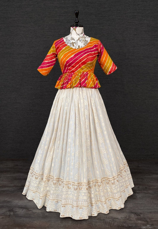 Two Piece Lehenga crafted with Sequins and thread Embroidery work.