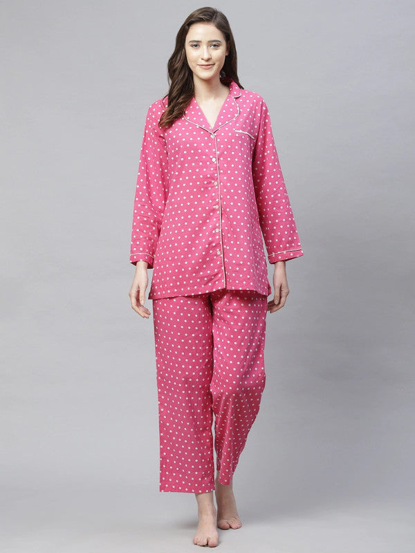 Women Pink Coloured Printed  Night suit!!