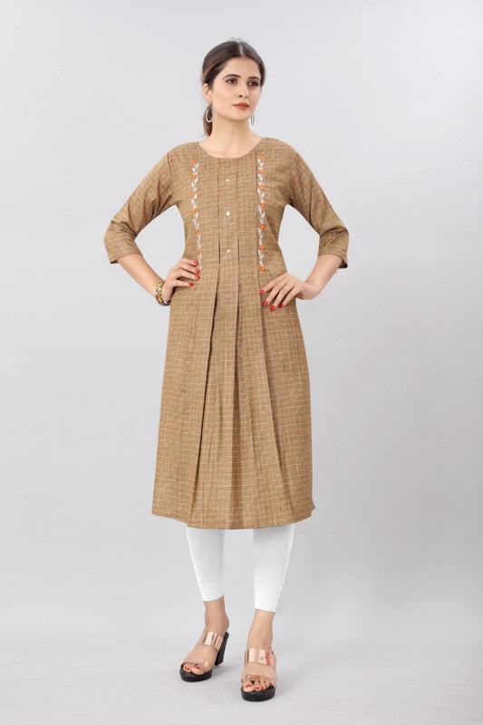 Regular wear Cotton Checks Kurti- Roys4458