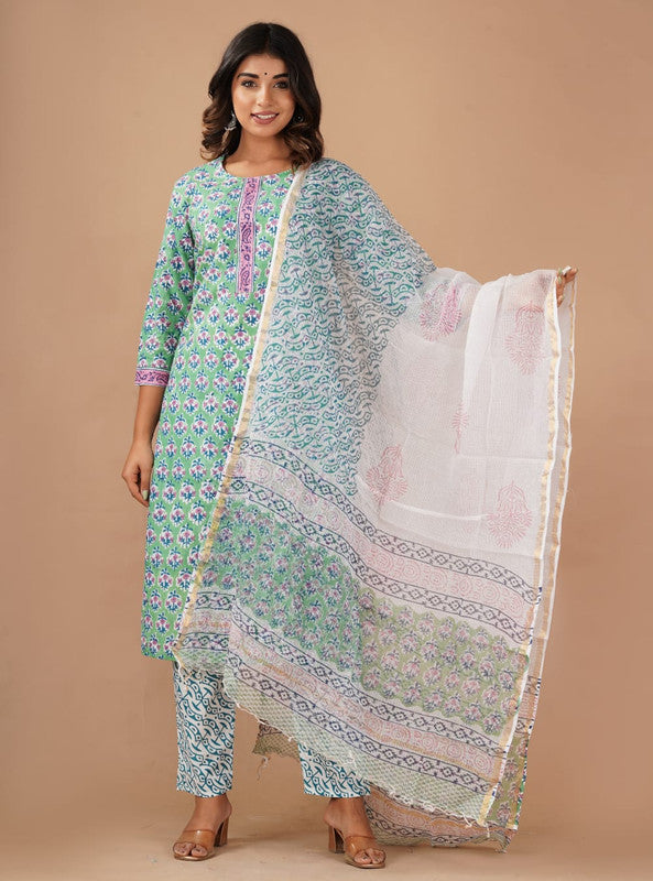 Exclusive Cotton Kurti with Bottom and Dupatta!!