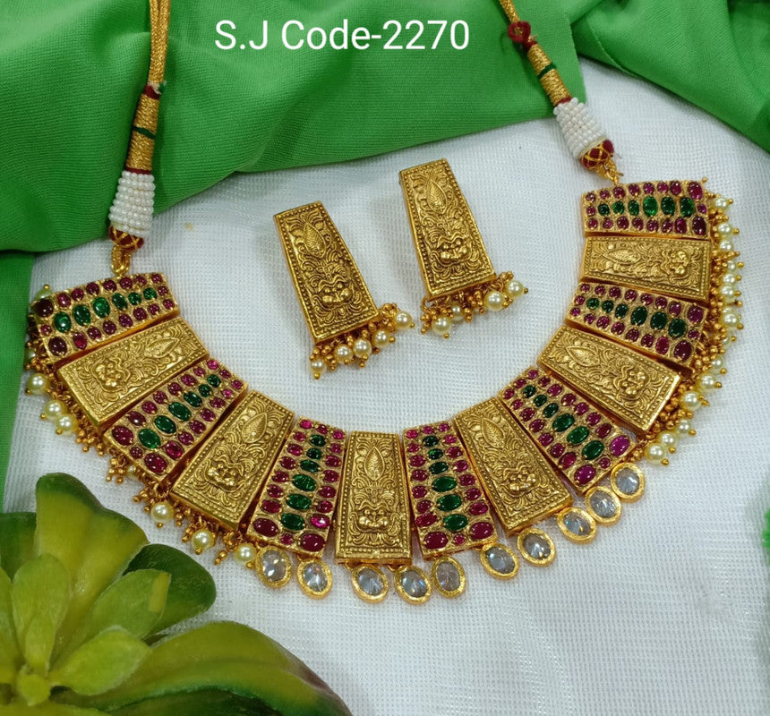 Premium Quality  Gold plated Jewellery Necklace set with Ear Rings