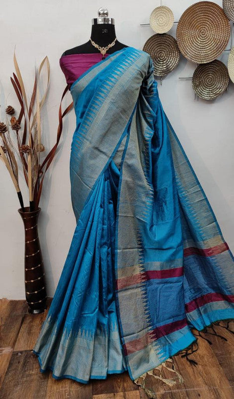 Raw silk weaving saree with Temple woven border!!