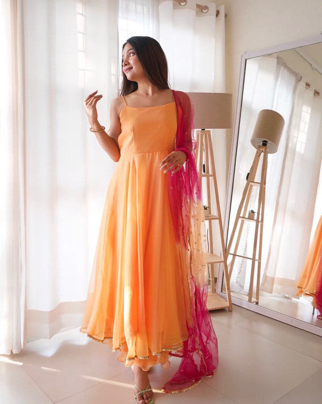 Buy Myaara Solid Tiered Dress | Tangerine Color Women | AJIO LUXE