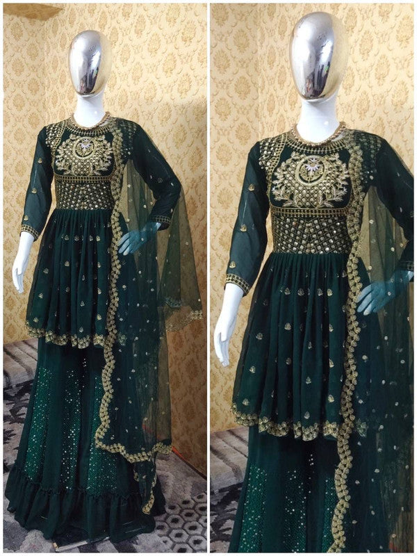 Faux Georgette Designer Kurti with Bottom and dupatta!!