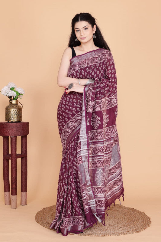 Beautiful Designer Linen  Saree