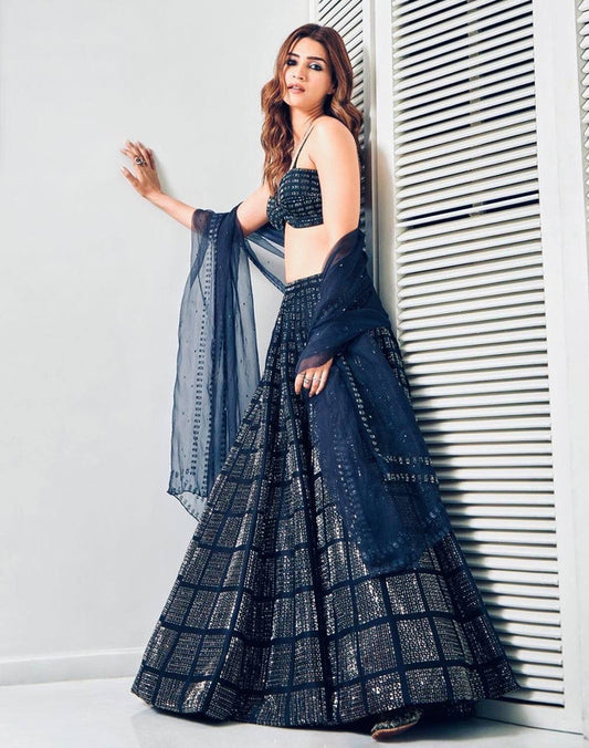 Blue Coloured Premium Heavy Georgette with Sequence Embroidered Work Woman Designer Party wear Lehenga Choli!!
