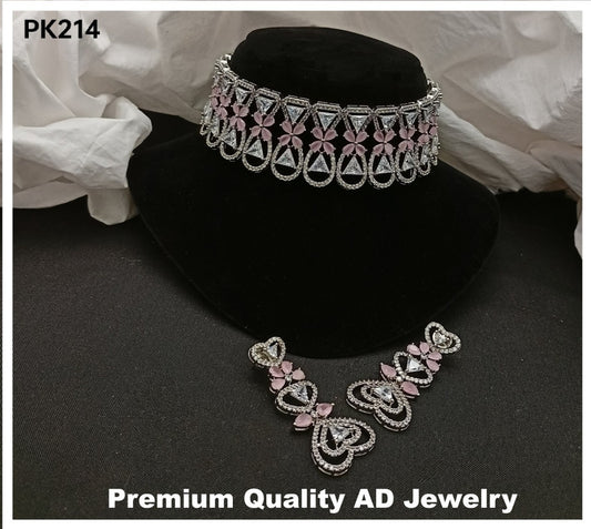 Premium Quality American Diamond Necklace set with Ear Rings