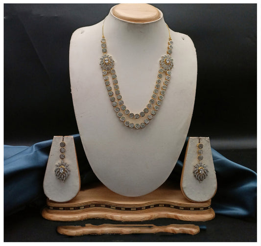 White Beautiful Party wear premium American Diamonds (AD) Necklace set with Earrings!!