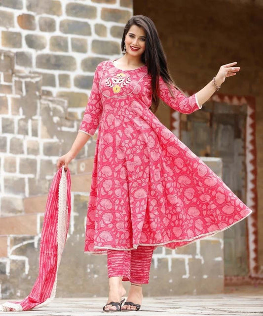 Designer Gown Kurti with Bottom and Dupatta