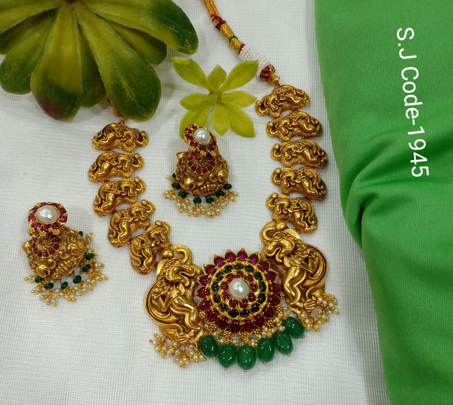 Premium Quality  Gold plated Jewellery Necklace set with Ear Rings