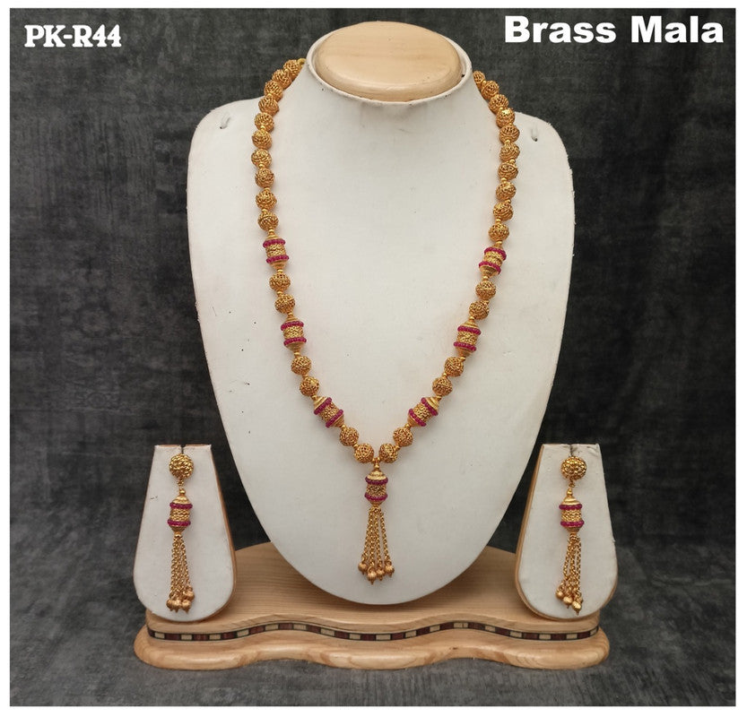 Premium Quality Brass Mala Jewellery Necklace set with Ear Rings