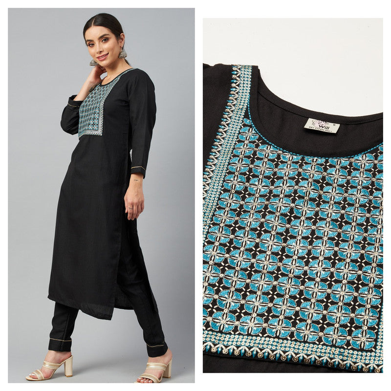 Ruby Cotton With Sequence Zari Embroidered  Kurti with Bottom!!