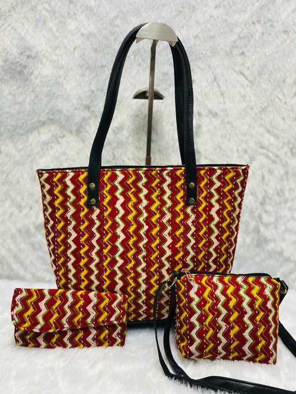 Multi Coloured Exclusive Hand Bag, Sling Bag & Envelope Purse 3Pcs Combo( 3 Bags)!!