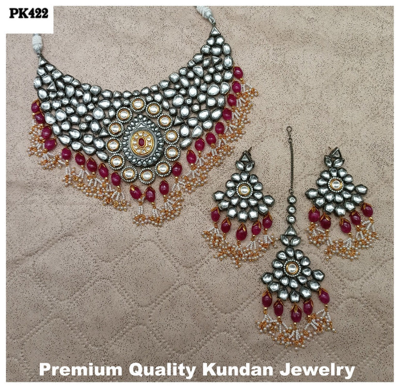 Premium Quality  Kundan Jewellery Necklace set with Ear Rings