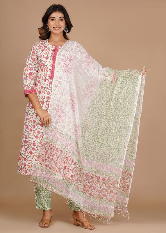 Exclusive Cotton Stitched Suit with Cotton Pant & Kota Dupatta!!