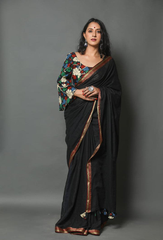 HANDLOOM COTTON  JARI SAREE WITH TUSSALS