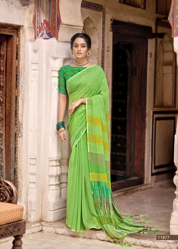 Printed Georgette saree With Fancy Blouse