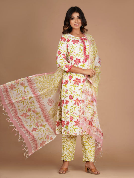 Designer Fully Stitched Suits with Bottom and Kota Doria with Jari Dupatta