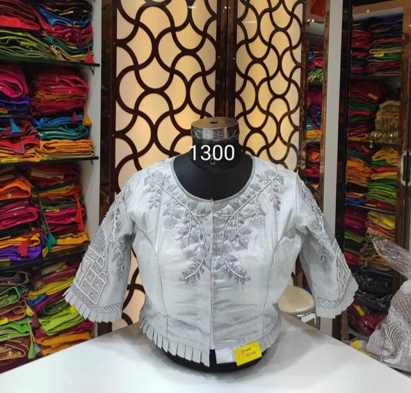 White Coloured Fantum Silk thread Jari Khatli Hand work Woman Ready made Boutique Designer fancy Blouse!!