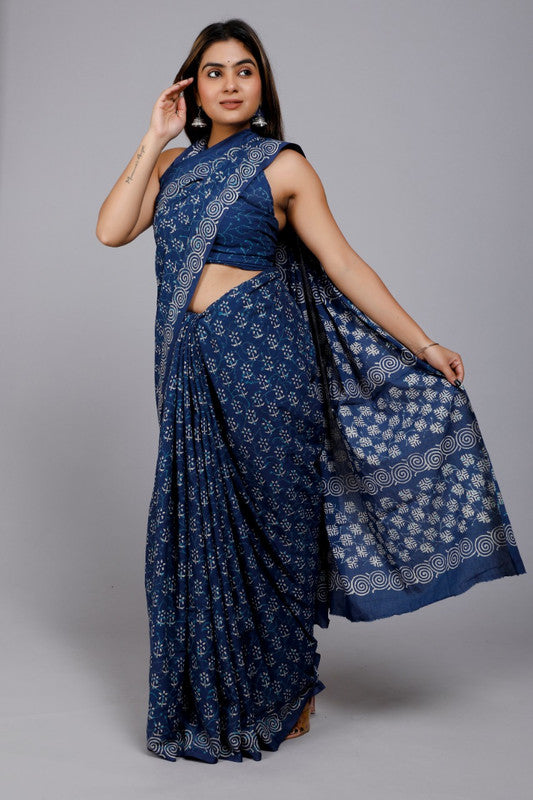 EXCLUSIVE HAND BLOCK  PRINTED COTTON SAREE!!