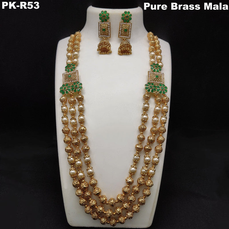 Premium Quality Brass Mala Jewellery Necklace set with Ear Rings