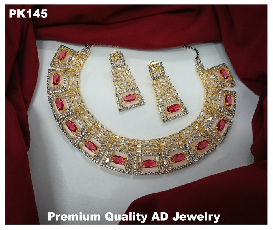 Premium Quality American Diamonds Jewellery Necklace set with Ear Rings