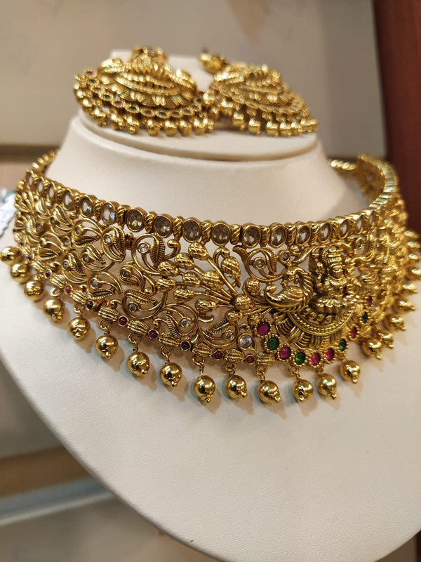 Exclusive Lakshmi Chocker set with Temple Ruby and Emrald!!
