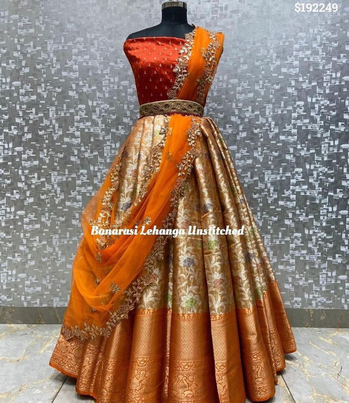 Kanjiveram Silk Zari lehanga with blouse along with cutwork Duppta