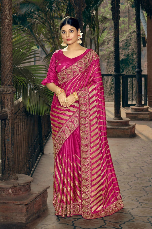 Designer VICHITRA SILK HEAVY FANCY ZARI EMBROIDERY WITH HEAVY STONES SAREE