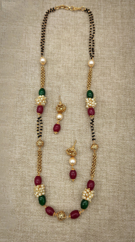 Beautiful Multi Coloured Brass Gold plating Mala Jewellery set with Earrings!!