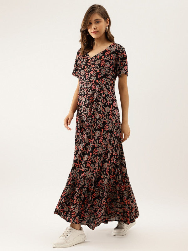 Floral V-Neck Split Maxi Dress | Baha Ranch Western Wear