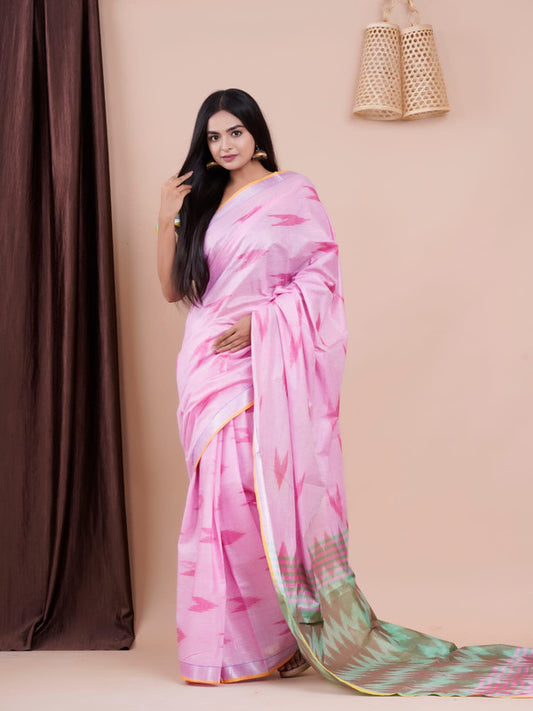 BEAUTIFUL LINEN HAND BLOCK PRINT SAREE