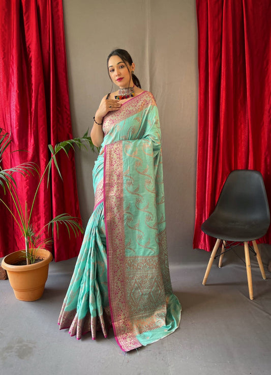 PURE COTTON LINEN SAREE WITH  COPPER AND ROSE  GOLD ZARI