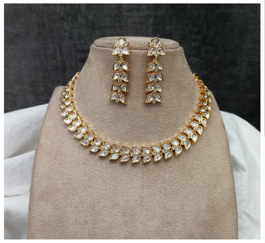 Beautiful White Gold Plating Kundan Jewellery Necklace set with Earrings!!